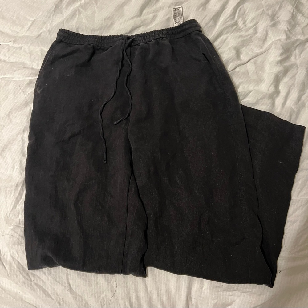 Black Linen Blend Pants